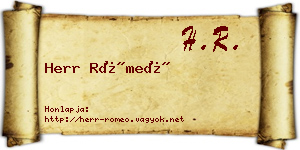 Herr Rómeó névjegykártya